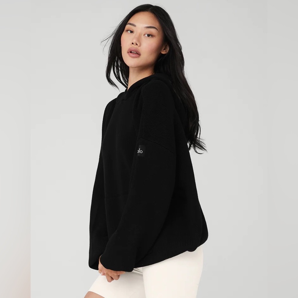Alo Black Scholar Hooded Sweater